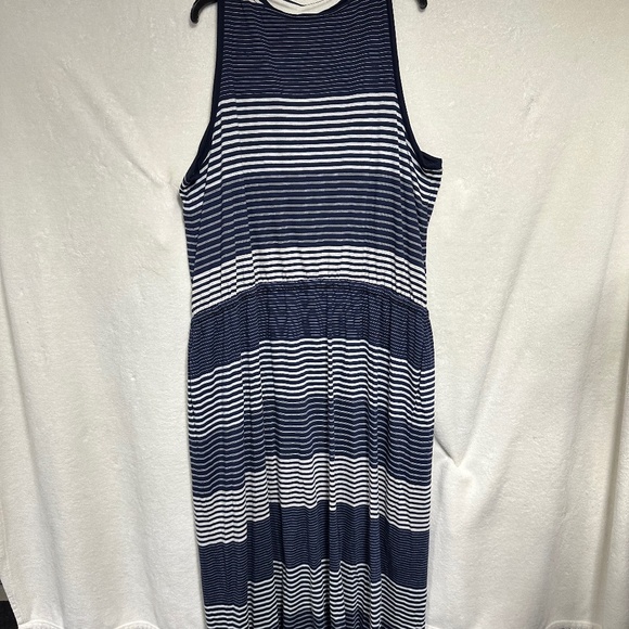 Two by Vince Camuto Women's Dress 3X Blue/White Striped Sleeveless Maxi Sheath - Picture 8 of 9